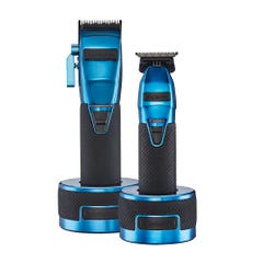BaByLiss Pro Blue Chrome Boost+ Clipper and Trimmer Set Holiday 2022